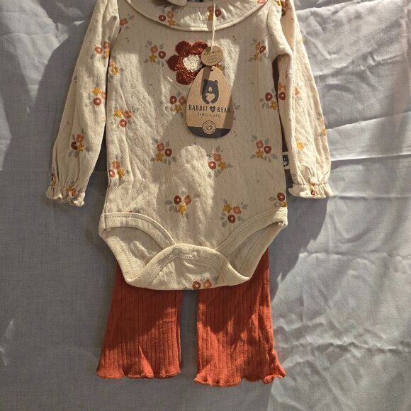 🐰🐻 Rabbit & Bear Baby Girls 3-Piece Organic Cotton Outfit – Size 6–9M – NEW - Picture 2 of 4